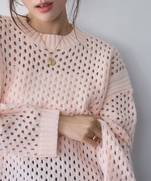 「ELFRANK」 長袖ニット FREE オフホワイト レディース_画像6