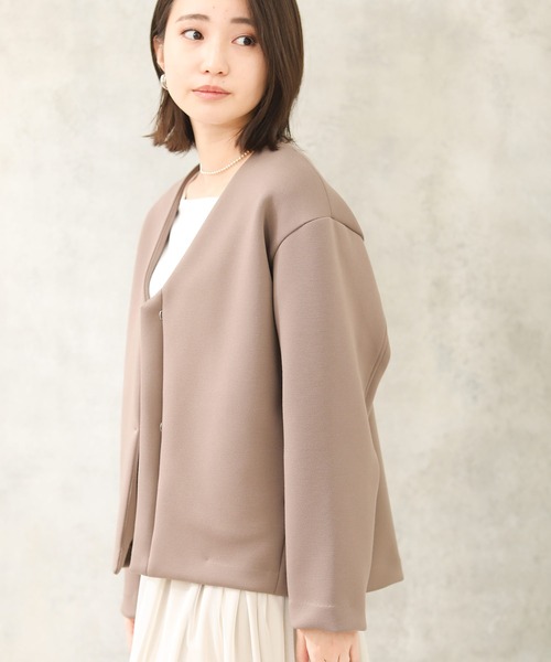 「Gready Brilliant」 ノーカラージャケット 38 モカ レディース_画像3