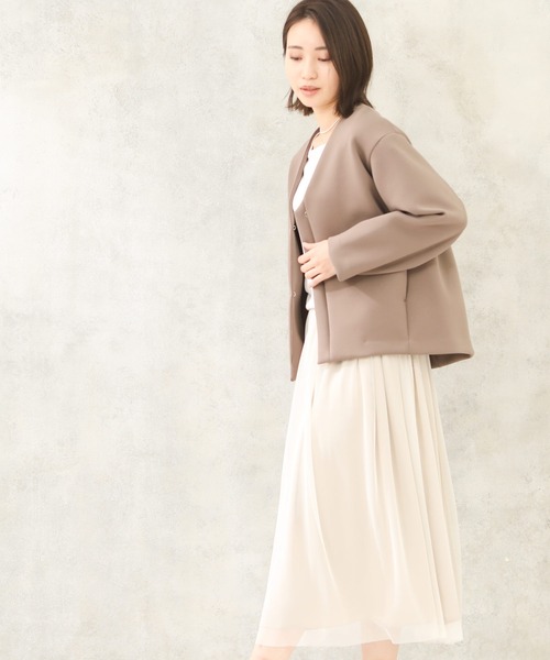 「Gready Brilliant」 ノーカラージャケット 38 モカ レディース_画像4