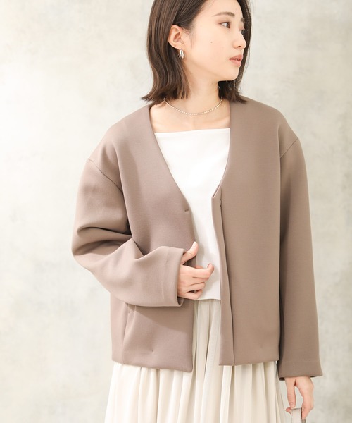 「Gready Brilliant」 ノーカラージャケット 38 モカ レディース_画像8