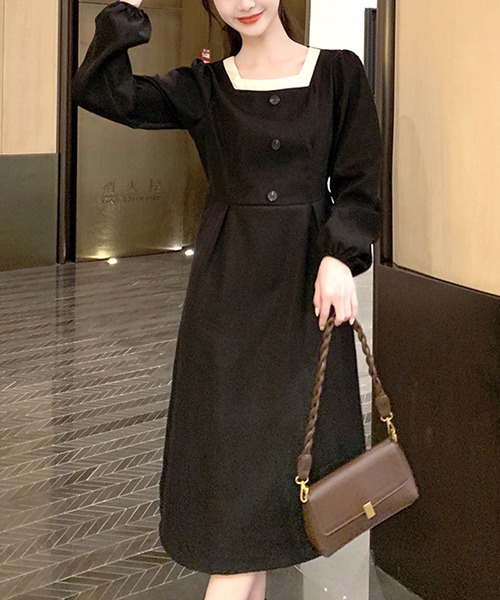 「Amulet」 長袖ワンピース M ブラック レディース_画像3