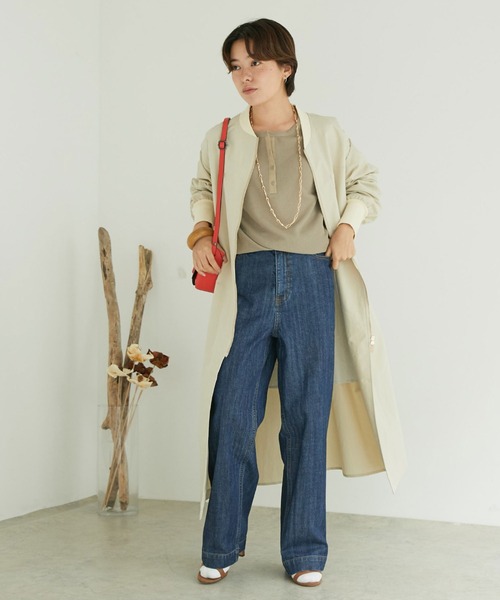 「DOUX ARCHIVES」 ノーカラーコート FREE アイボリー レディース_画像4