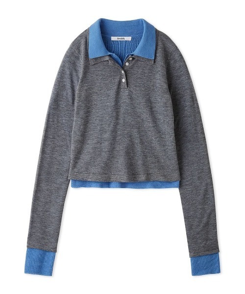 snidel 長袖ポロシャツ グレー ブルー SNIDEL（スナイデル） 長袖ポロシャツ ONE SIZE グレー レディース