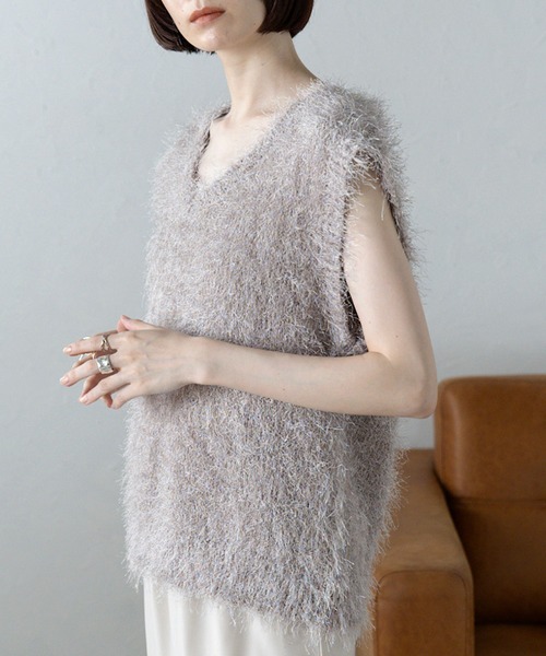 「meilmada」 ニットベスト FREE グレー レディース_画像8