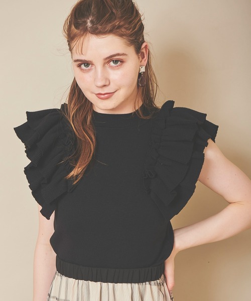 「31 Sons de mode」 ノースリーブニット 36 ベージュ レディース_画像4