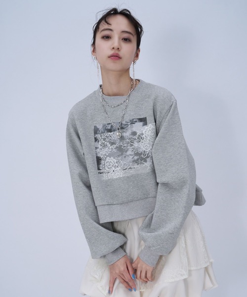 HARE  フラワー刺繍　スウェット　トップス HARE（ハレ） トレーナー スウェット フラワーHAREロゴスウェット(HARE