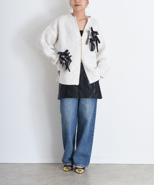 「Eimee Law」 ニットカーディガン FREE アイボリー レディース_画像3