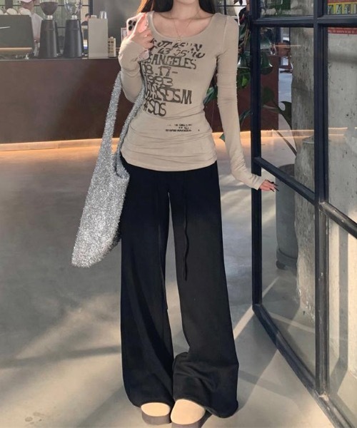 「lilful」 長袖カットソー L ライトベージュ レディース_画像3