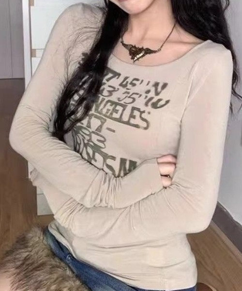 「lilful」 長袖カットソー L ライトベージュ レディース_画像8