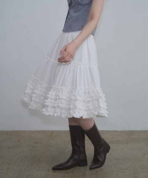 FEKETE（フェケテ） スカート frill midi flared skirt / フリル