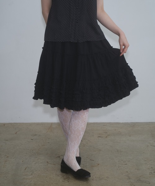 FEKETE スカート FEKETE（フェケテ） スカート frill midi flared skirt / フリル