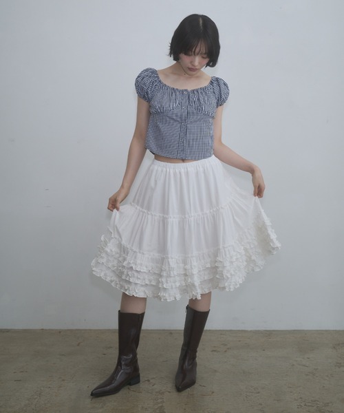 FEKETE スカート FEKETE（フェケテ） スカート frill midi flared skirt / フリル