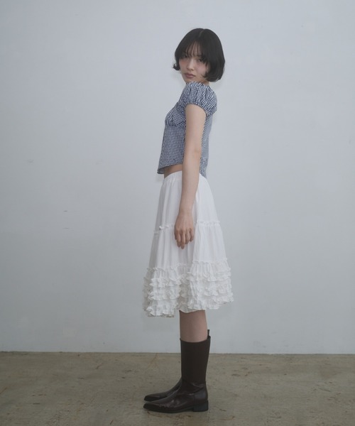 FEKETE（フェケテ） スカート frill midi flared skirt / フリル