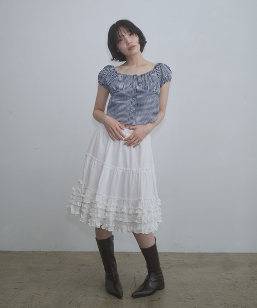 FEKETE（フェケテ） スカート frill midi flared skirt / フリル