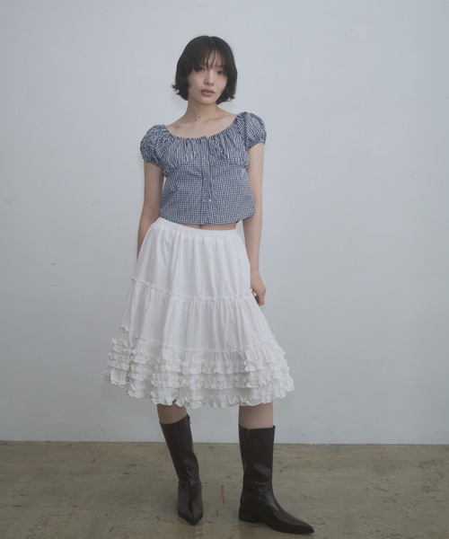 FEKETE スカート FEKETE（フェケテ） スカート frill midi flared skirt / フリル