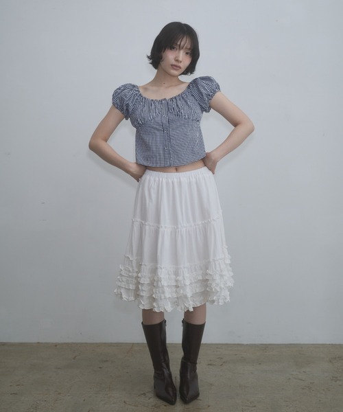 FEKETE フリルボリュームスカート(タグ保管あり) FEKETE（フェケテ） スカート frill midi flared skirt / フリル