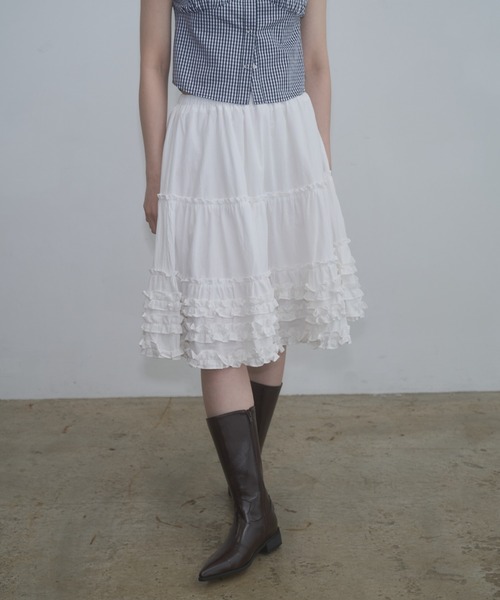 FEKETE（フェケテ） スカート frill midi flared skirt / フリル