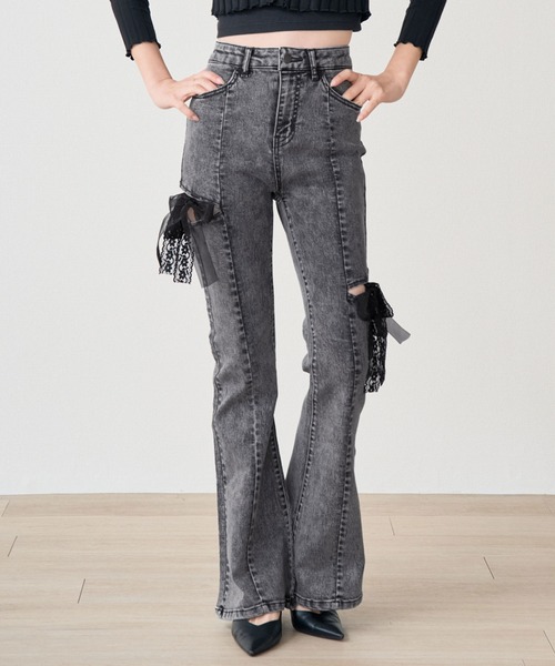 WORKS ジーンズ デニム デニムパンツ ストレッチデニム カットオフ