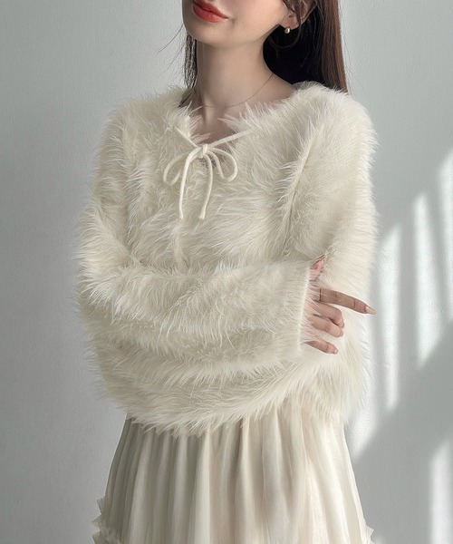 「Meiru」 長袖ニット LARGE ブラウン レディース_画像3