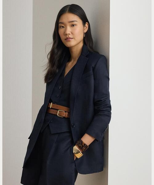LAUREN RALPH LAUREN インディゴ リネン テーラードジャケット ポロラルフローレン 藍染 リネン カジュアルテーラードジャケット