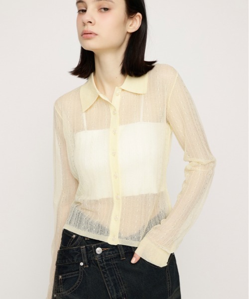 SLY（スライ） ブラウス シャツ SHEER CABLE KNIT COMPACT SH シアー 