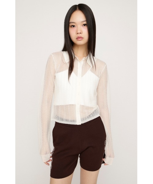 SLY（スライ） ブラウス シャツ SHEER CABLE KNIT COMPACT SH シアー 