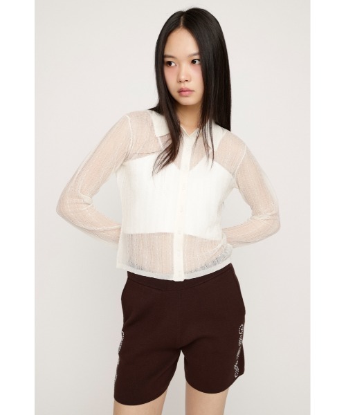 SLY（スライ） ブラウス シャツ SHEER CABLE KNIT COMPACT SH シアー