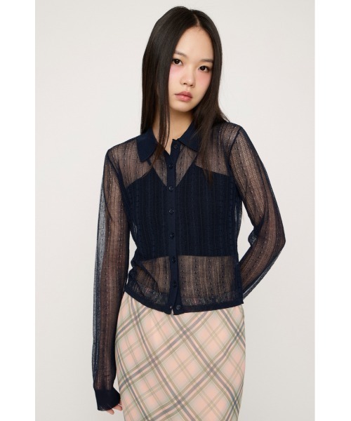 SLY（スライ） ブラウス シャツ SHEER CABLE KNIT COMPACT SH シアー 