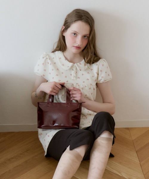 GIUNON ブラウス シャツ round collar flower tunic / ラウンドカラー