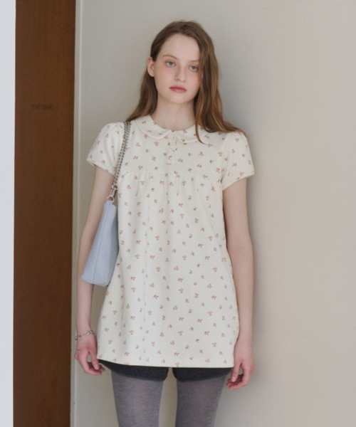 GIUNON ラウンドカラーフラワーチュニック GIUNON ブラウス シャツ round collar flower tunic / ラウンドカラー