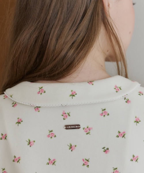 GIUNON ブラウス シャツ round collar flower tunic / ラウンドカラー
