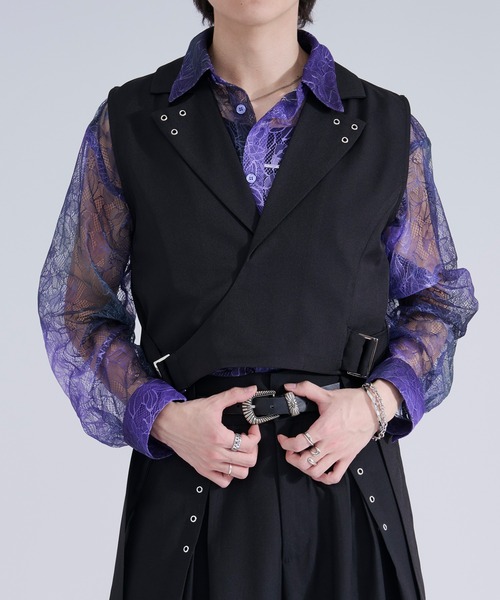 Ellno Loset（エルノロゼット） ベスト ジレ ハトメデザインダブル 