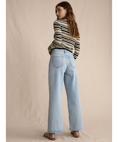 ジーンズ デニム デニムパンツ アイコン クラシック ワイドレッグ クロップ ジーンズ レディースの画像