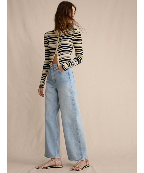 ジーンズ デニム デニムパンツ アイコン クラシック ワイドレッグ クロップ ジーンズ レディースの画像