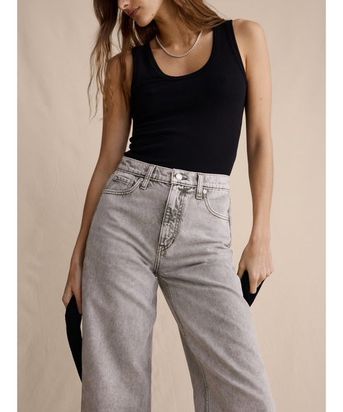 ジーンズ デニム デニムパンツ アイコン クラシック ワイドレッグ クロップ ジーンズ レディースの画像