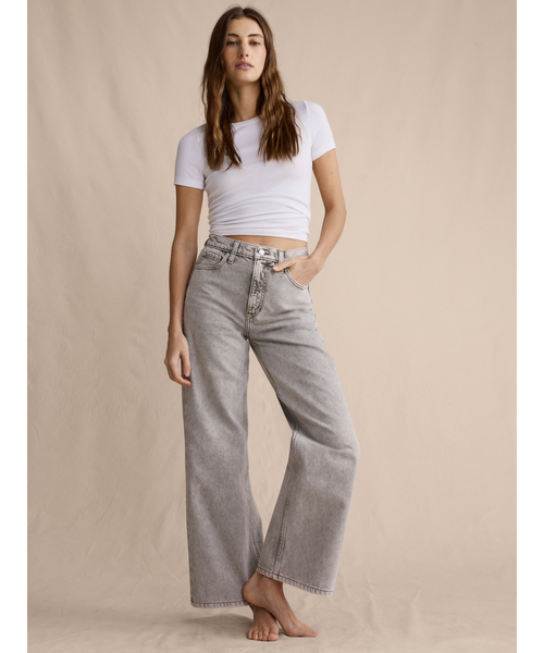 ジーンズ デニム デニムパンツ アイコン クラシック ワイドレッグ クロップ ジーンズ レディースの画像