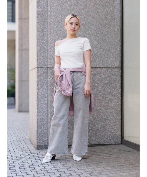 ジーンズ デニム デニムパンツ アイコン クラシック ワイドレッグ クロップ ジーンズ レディースの画像