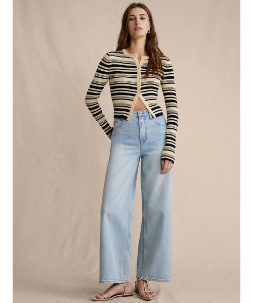 ジーンズ デニム デニムパンツ アイコン クラシック ワイドレッグ クロップ ジーンズ レディースの画像