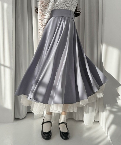「an another angelus」 ロングスカート 1 ブルーグレー レディース_画像3