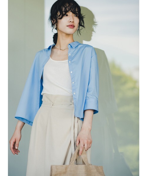 「haco!」 「quemademe」7分袖シャツ SMALL ライトブルー レディース_画像2