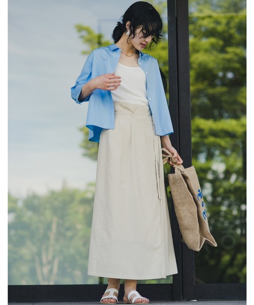 「haco!」 「quemademe」7分袖シャツ SMALL ライトブルー レディース_画像3