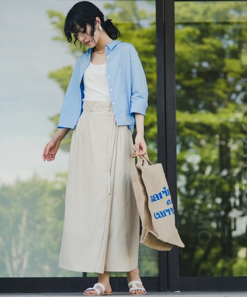 「haco!」 「quemademe」7分袖シャツ SMALL ライトブルー レディース_画像7