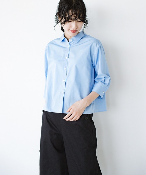 「haco!」 「quemademe」7分袖シャツ SMALL ライトブルー レディース_画像9