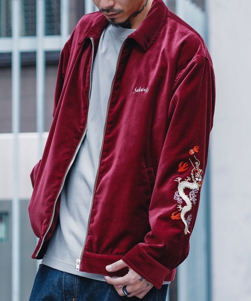 「Subciety」 ブルゾン LARGE バーガンディー メンズ_画像4