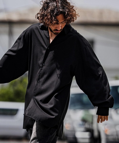 シャツ ms6538-Slub Yarn Monogram Shirts セミロングシャツ(A72026cmb) メンズの画像