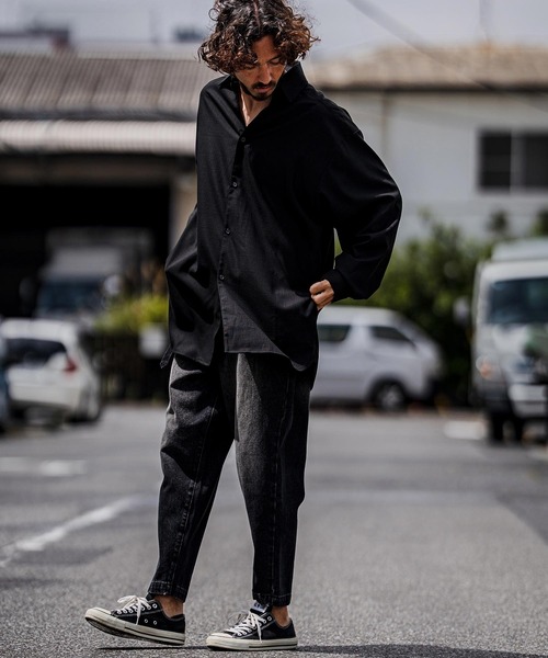 シャツ ms6538-Slub Yarn Monogram Shirts セミロングシャツ(A72026cmb) メンズの画像