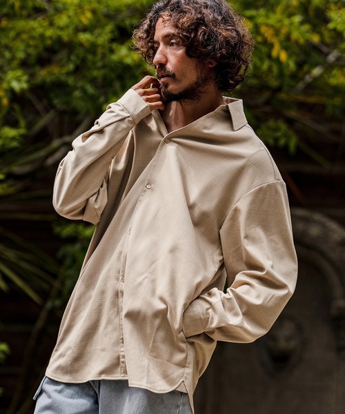 シャツ ms6538-Slub Yarn Monogram Shirts セミロングシャツ(A72026cmb) メンズの画像