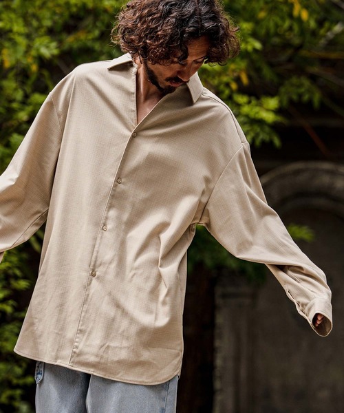 シャツ ms6538-Slub Yarn Monogram Shirts セミロングシャツ(A72026cmb) メンズの画像