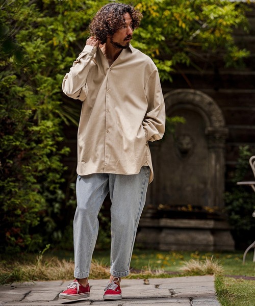 シャツ ms6538-Slub Yarn Monogram Shirts セミロングシャツ(A72026cmb) メンズの画像