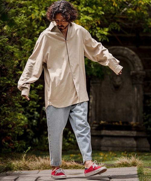 シャツ ms6538-Slub Yarn Monogram Shirts セミロングシャツ(A72026cmb) メンズの画像